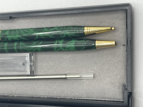 SET PENNA A SFERA VINTAGE MICHAEL C. FINA LUSSO E MATITE MECCANICHE VERDE - Foto 12 di 19
