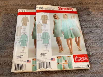 Simplicity Pattern 1168 Ms THREADS Sheath Dress w/Opts & Lined Coat or Jacket