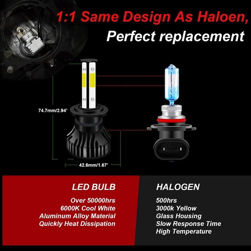 For Volvo S60 V70 2001-2004 4x Combo LED Headlight High Low Beam Bulbs 6000K - Picture 8 of 14