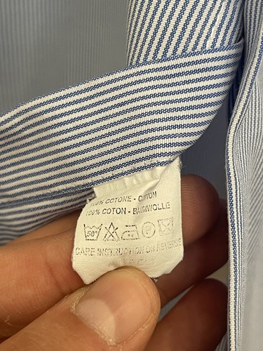 VALENTINO VINTAGE ITALY LUXURY STRIPED SHIRT WHITE COLLAR SIZE L - Picture 15 of 15