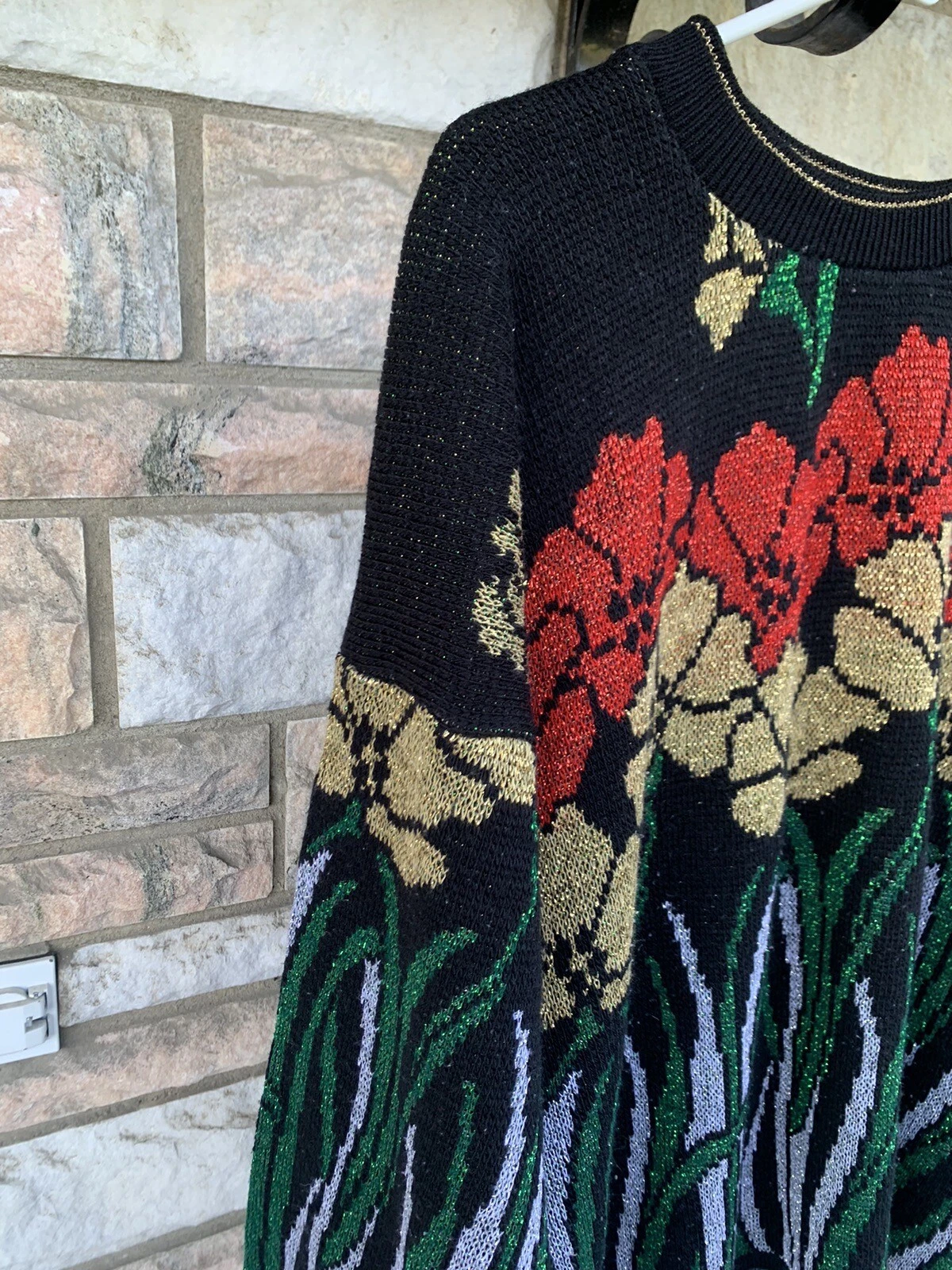 Nutcracker Ugly Christmas Sweater Floral Womens Plus size 2x Sparkly Lurex