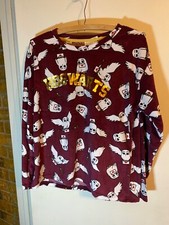 Image of HARRY POTTER Ladies Pajama Set WIZARDING WORLD Soft Plush Hedwig Pjs SMALL 4/6