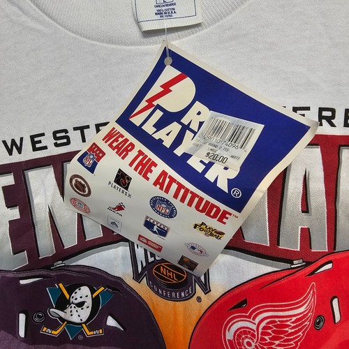 NWT Vintage 1997 Playoffs Pro Player Mighty Ducks vs Detroit Redwings Shirt L - Picture 4 of 9