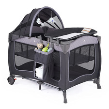 PLAYARD CHANGING TABLE PLAYPEN Portable Baby Infant w/Wheels, Canopy