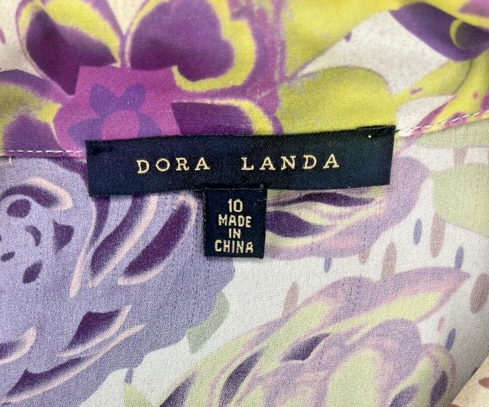 Blusa Dora Landa Floral Transparente Artística Colorida Manga Longa Tamanho 10 - Imagem 3 de 3