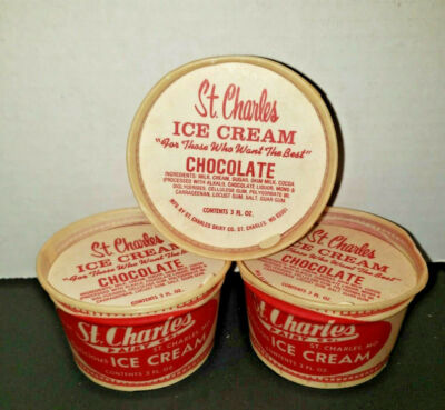 Vitnage St. Charles 3 oz Ice Cream Cup Chocolate Lid Lot of 3 New Old Stock