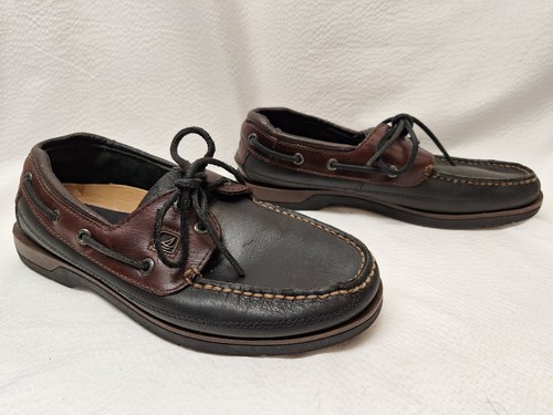 Sperry Authentic Original Size 8 M 2 Toned Black/Red Leather Boat Casual Shoes - Picture 4 of 9