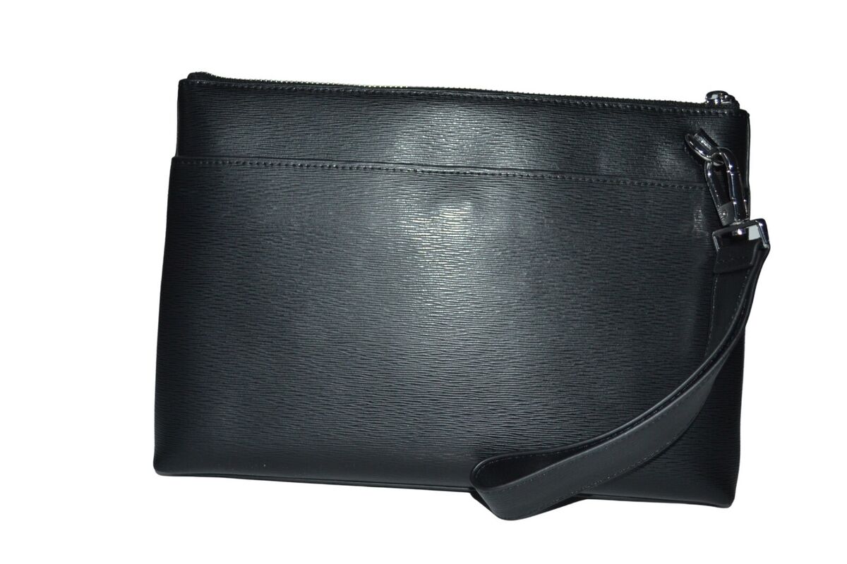 Paul Smith Mainline Black Leather Embossed Clutch Bag Mens Brand New