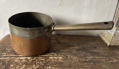 Antike Vintage Kupfer und Messing Pfanne Topf