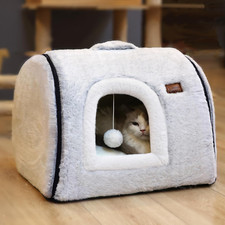 Cat Bed Cave-Cat Beds for Indoor Cats Soft Comfortable Cute Cat Bed - Grey