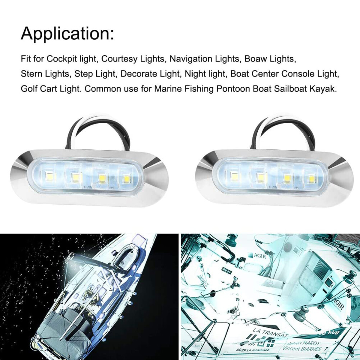 Marine Led Lights Pack Of 4 TCTAuto White Marine Lights For Boats 3 LED Yacht Deck - Foto 8