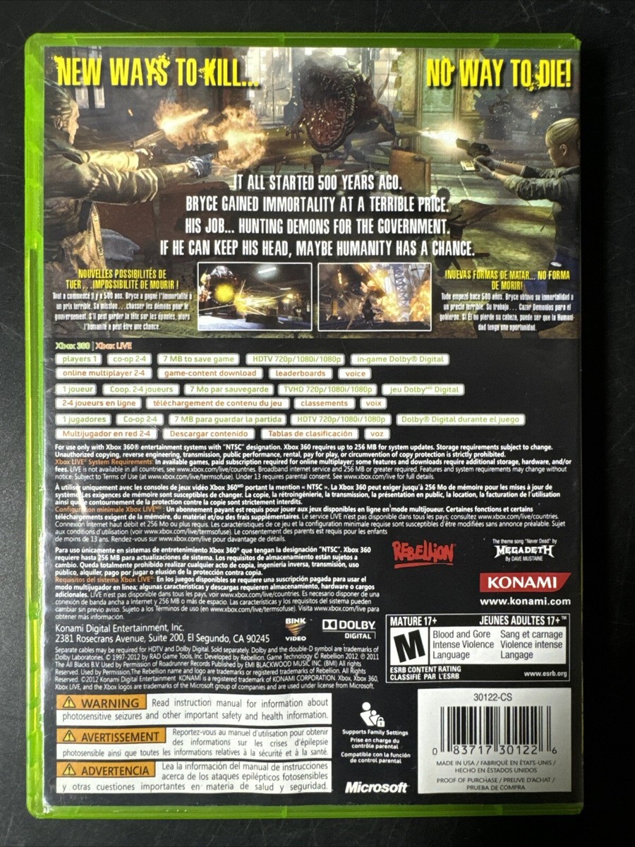 NeverDead (Microsoft Xbox 360, 2012) Complete W/ Manual | eBay