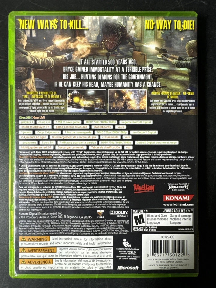 NeverDead (Microsoft Xbox 360, 2012) Complete W/ Manual - Image 2 of 4
