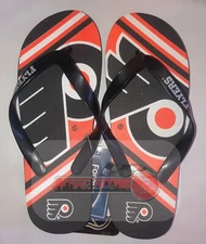 Philadelphia Flyers NHL Unisex BIG LOGO Flip Flops, 5 Sizes, FREE SHIP