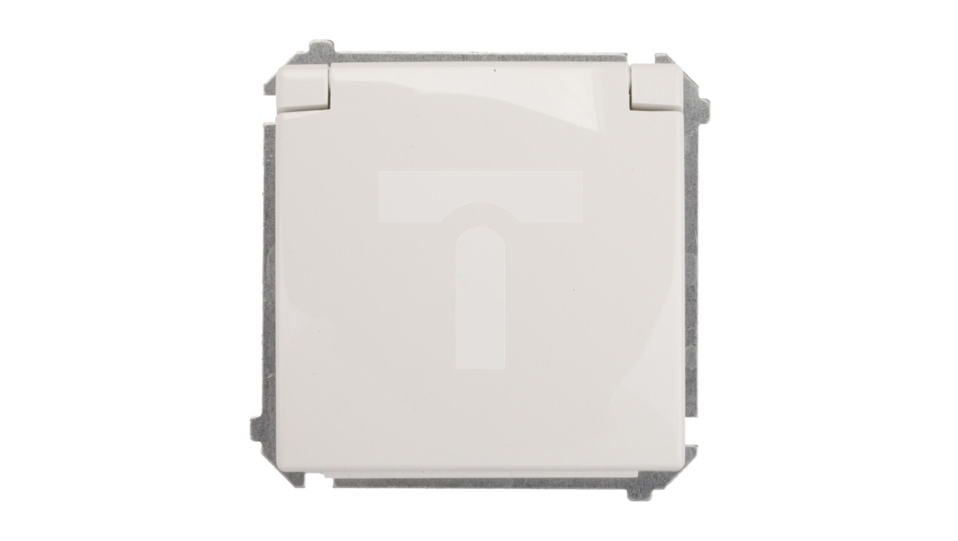 Simon Basic Splashproof socket w / u IP44 with a shutter and a cover whit /T2UK