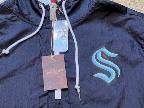 Seattle Kraken Mitchell & Ness Anorak Windbreaker Jacket Size Large Brand New - Picture 2 of 7