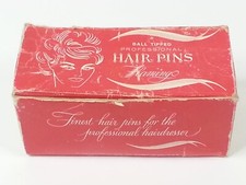 Vintage Flamingo Ball Tipped Hair Pins Invisible Professional Crimped Brown 3110