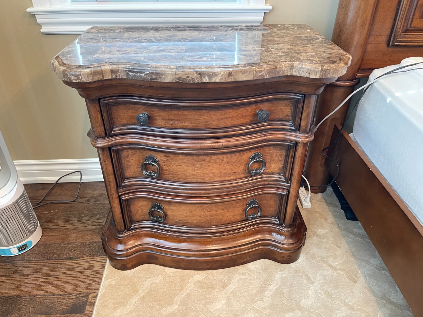Two Pulaski San Mateo Solid Wood Nightstands with Marble Top in Brown Finish eBay