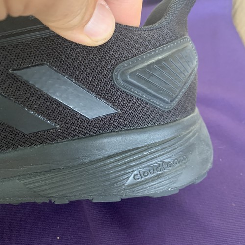 ADIDAS Cloudfoam Adiwear 3 Stripe Duramo ALL BLACK Running Shoes Sz 9.5 ❤️sj7m53 - Picture 7 of 11
