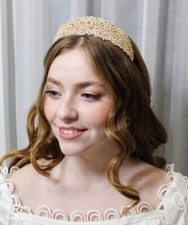 Women Wedding Crystal Rhinestone gold Headband Wedding Bridal Tiara Hair Band