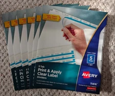 Lof of 6 Avery Index Maker Dividers 5-Tab - 11416