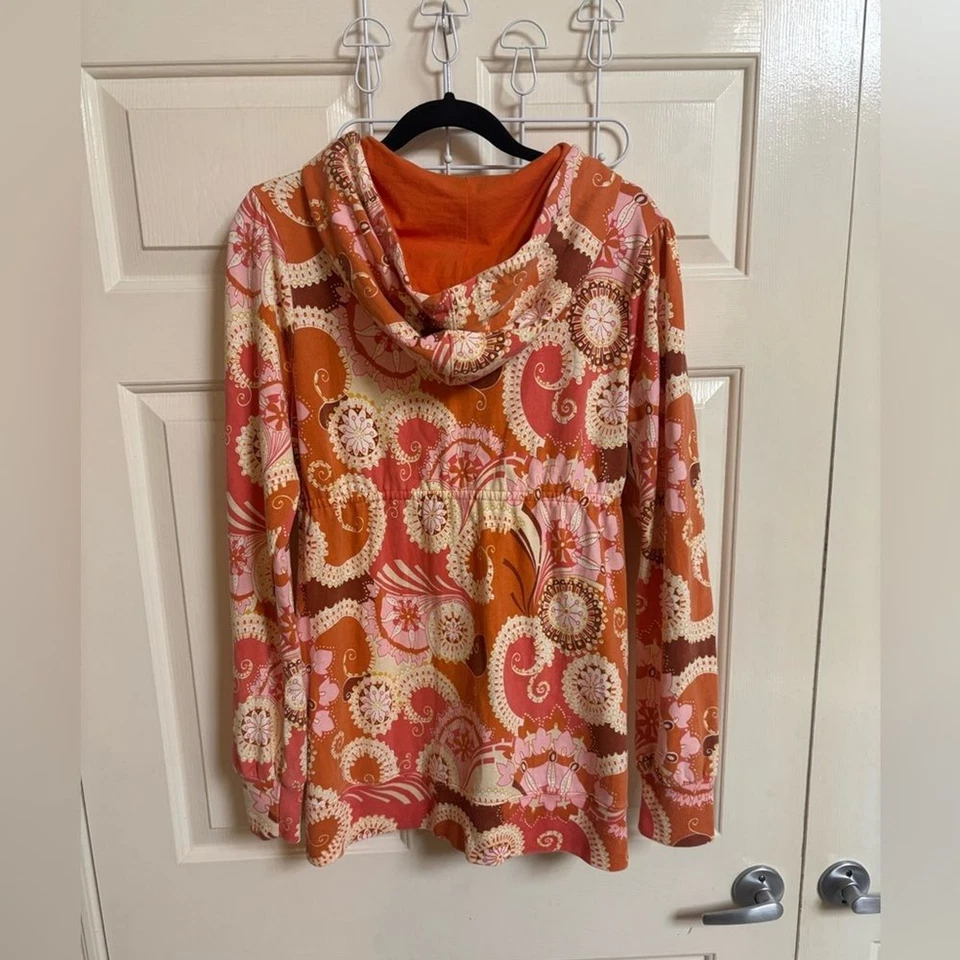 RARO DE COLECCIÓN Y2K Boho Hippie 100% Algodón Marca de la Suerte Sudadera con Capucha Foto 3 de 4