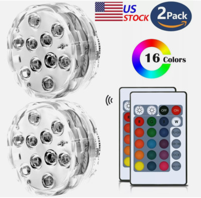2pk 10 LED RGB Color Waterproof Wedding Party Vase Base Light Floral Remote NEW