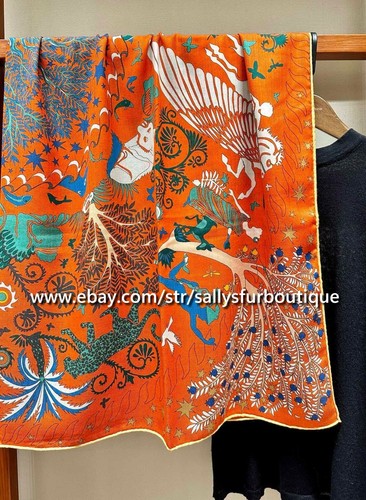Sallys 70% Cashmere & 30% Silk Wrap Scarf Tribal Animal Print 2 Face Shawl 53" - Picture 39 of 67