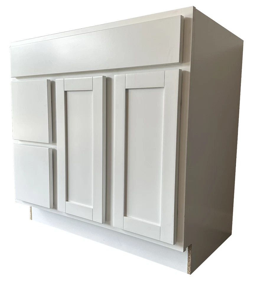 [NEW] White or Grey Vanity Drawer Sink Base RTA Cabinet w/ 2 Doors, 2 Drawers - Image 4 of 4
