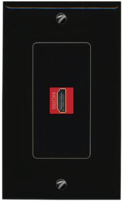 RiteAV 1 Port HD-RED Female-Female Decorative Wall Face Plate [Black]