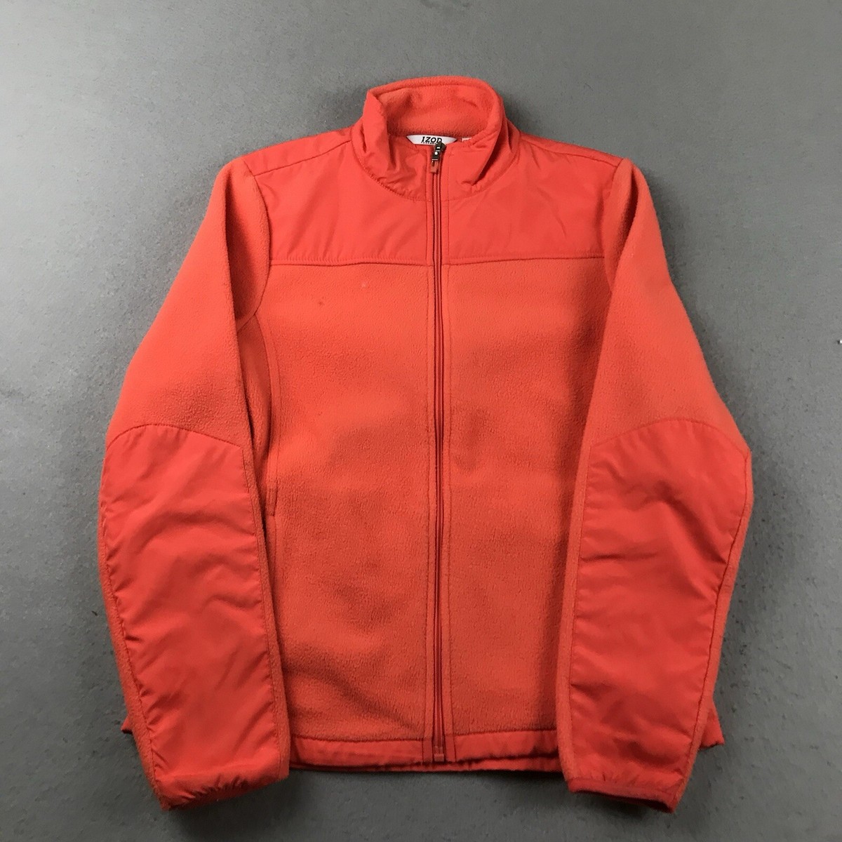 Izod Sweatshirt Womens Small Orange Fleece Full Zip Pockets Long Sleeves  Jacket