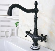 Oil Rubbed Bronze Swivel Dual Cross Handles Bathroom Kitchen Sink Mixer Taps