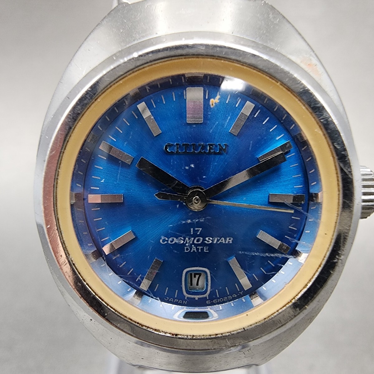 249 CITIZEN 手巻き　時計 レディース　コスモスター デイト　希少　青 249 CITIZEN 手巻き 時計 レディース コスモスター デイト 希少 青