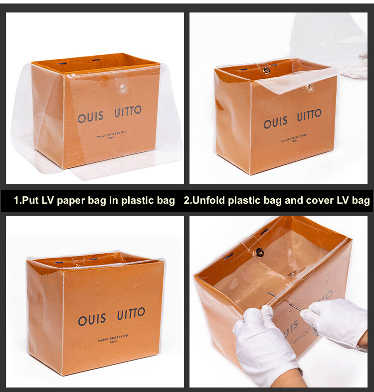LV Luxury Paper bag DIY Kit TPU plastic cover w handle strap crossbody