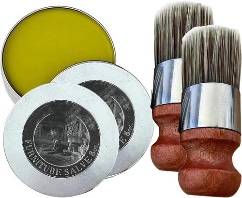 Wise Owl Furniture Salve for Leather Salve/Leather with Boar Bristl Brush Bundle