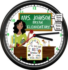 Personalized Teacher Classroom Chalkboard African Best Ever Sign Wall Clock