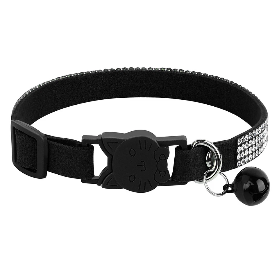 Estrás ajustable collar gato campana liberación de seguridad escapada para gatito cachorro Foto 3 de 4