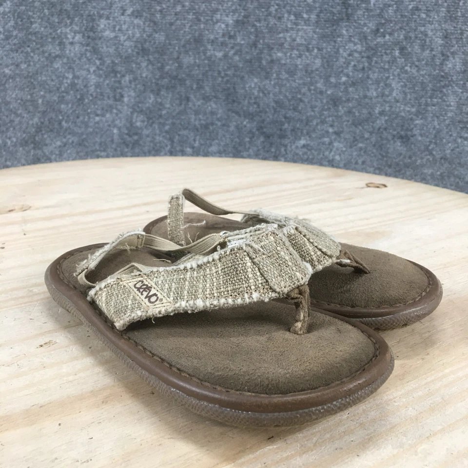 Crevo Sandals Toddler 9 Monterey II Slingback Flip Flop Beige Fabric CVK1001-250 - Image 3 of 4