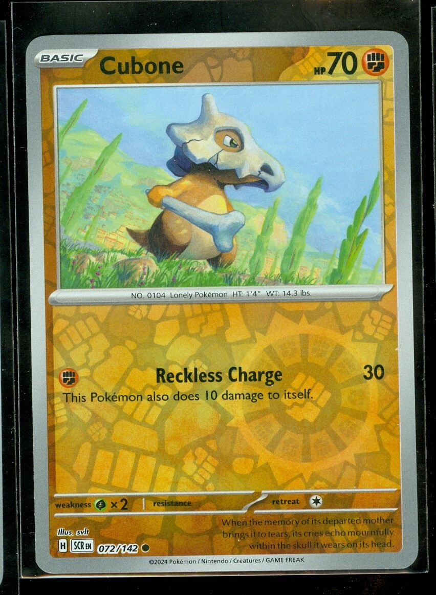 Pokemon CUBONE 072/142 - Stellar Crown - Rev Holo - - MINT