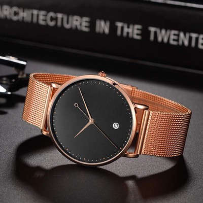 Waterproof Quartz Watch with Simple Blank Dial Face - 30m Water Resistance