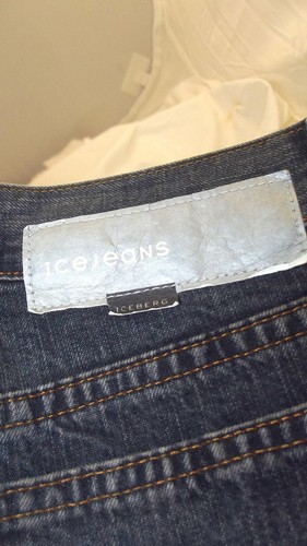 Iceberg Jeans Womens 42 W28 Eu38 M Medium Blue Denim Floral Bootcut Made Italy - Picture 8 of 9
