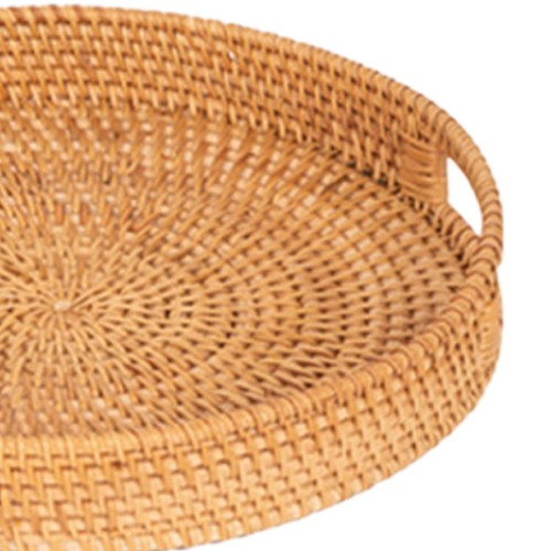 2x Handmade Rattan Serving Tray Organizer with Handles Portable Decorative Tray - Picture 3 of 5