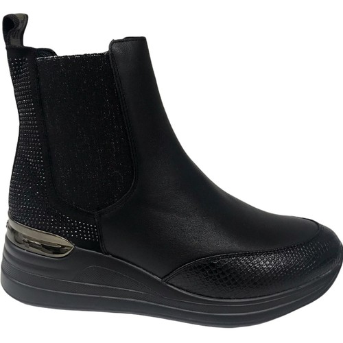 Stivaletto Donna Keys K-5515 Nero Pelle Zeppa Cerniera Tronchetto Con  Elastico | eBay
