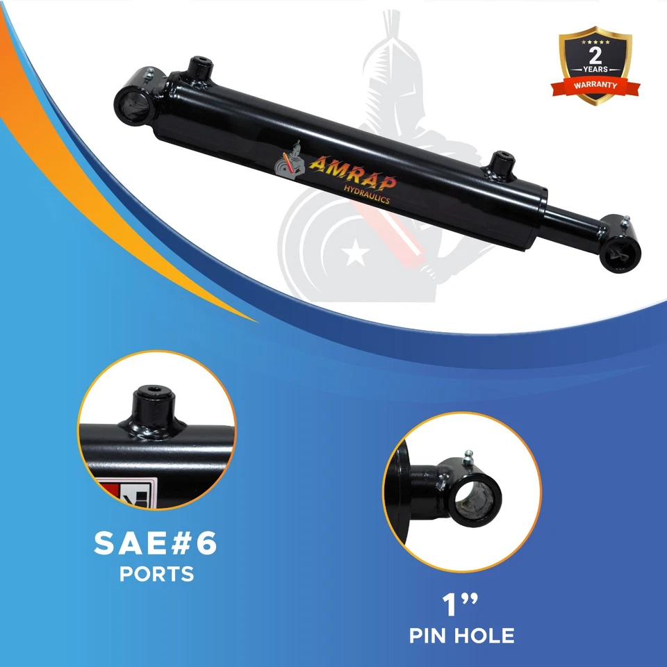 Cilindro hidráulico 2x14 - 2" diámetro, 14" carrera soldado cilindro de tubo transversal (nuevo) Foto 3 de 4