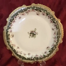 Antique LRL Limoges Victor Freisinger 9.5" Dessert Plate Art Nouveau Poppy Motif