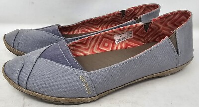 Crocs Angeline Blue Canvas Ballet Flat Comfort Slip Ons Size 6