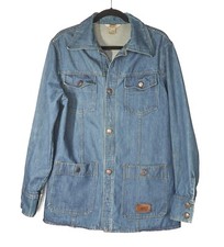 Vintage 70s Levi's Men's Blue Denim Fitted Blazer Jacket, Size L, Made in USA