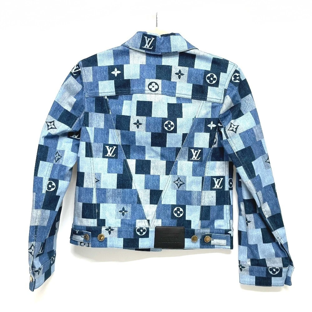 LOUIS VUITTON FIJA14TWS Monogram Check Denim Logo LV Jacket