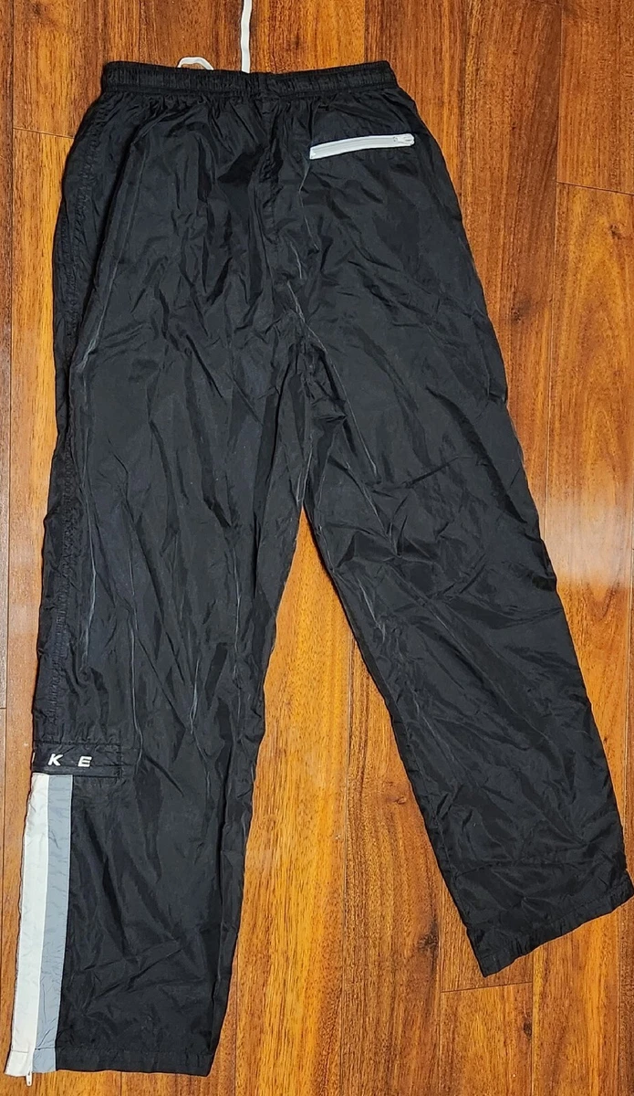 Vintage 90s Nike Track Pants Mens L Large Black Windbreaker Swoosh Joggers Nylon
