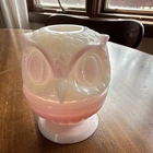 Fenton Opalescent Glass Pink  Rosaline Owl Fairy lamp Decorative Collectible